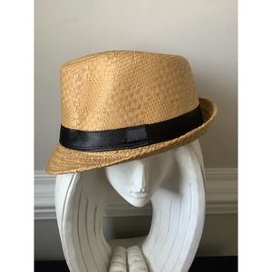 Dutch Novelties Straw Fedora Panama‎ Hat Black Ribbon Medium